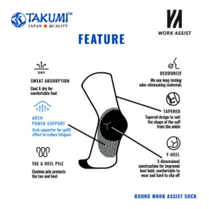 Takumi knee high sock arch support compression band detail